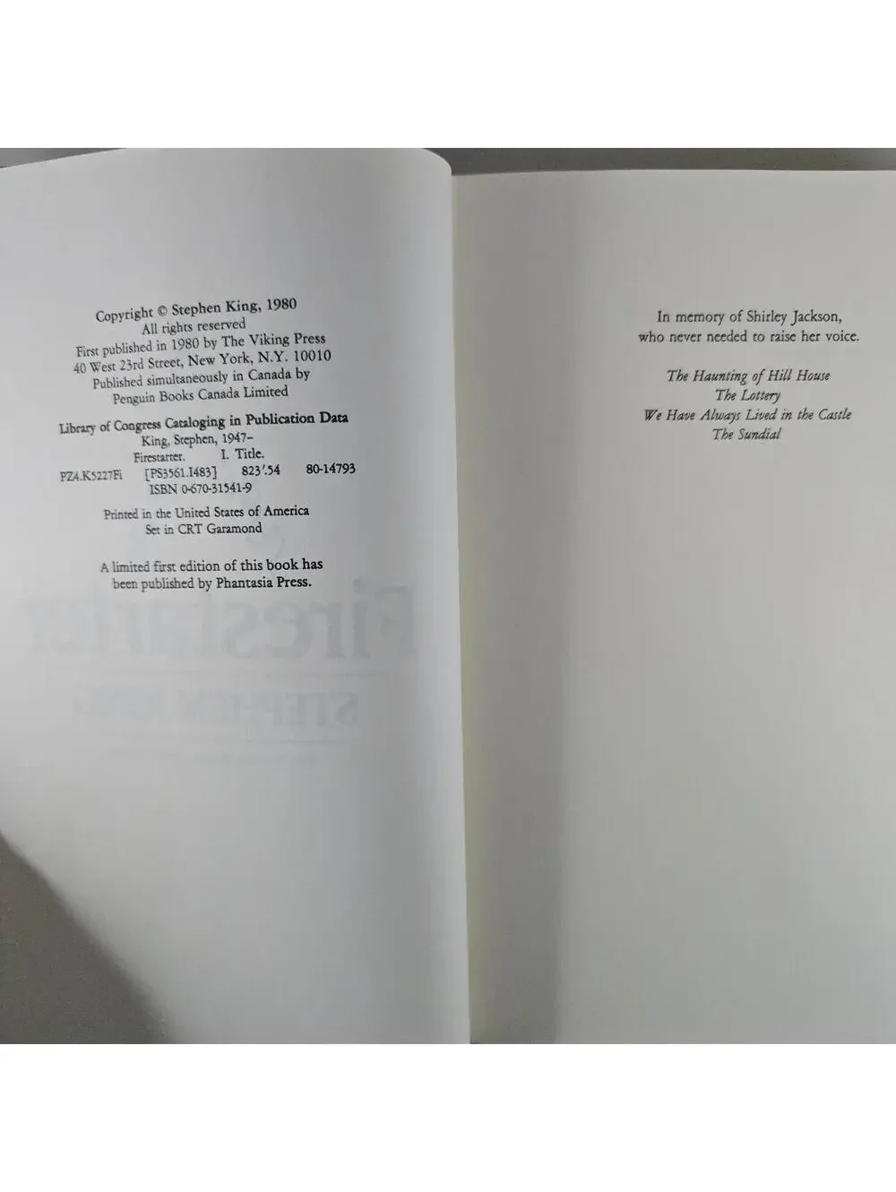 Firestarter Stephen King Limited First Edition Original Phantasia Press DJ 1980 - Picture 6 of 6